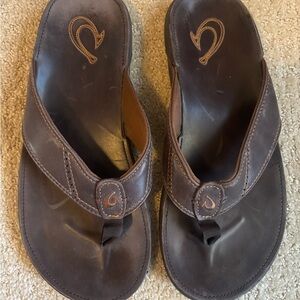 Men's Brown Leather Flip Flops